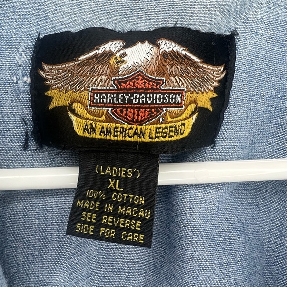 Authentic Harley Davidson Jean Button Down Shirt - Picture 3 of 6